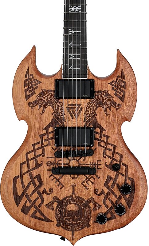 open zoom image for Wylde Audio Barbarian Carveworks Electric Guitar, Natural Satin, Body Straight Front