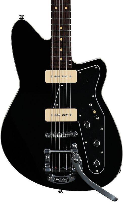 open zoom image for Reverend Jetstream 290 Electric Guitar with Bigsby Tremolo, Midnight Black, Body Straight Front