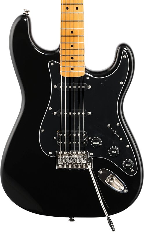 open zoom image for Squier Classic Vibe '70s Stratocaster HSS Electric Guitar, Maple Fingerboard, Black, Body Straight Front
