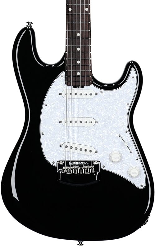 open zoom image for Ernie Ball Music Man Cutlass HT SSS Electric Guitar (with Mono Gig Bag), Night Crawler, Rosewood Fretboard, Body Straight Front