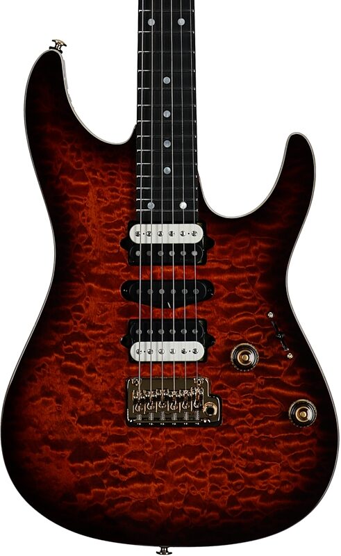 open zoom image for Ibanez AZ47P1QM Premium Electric Guitar (with Gig Bag), Dragon Eye Burst, Body Straight Front