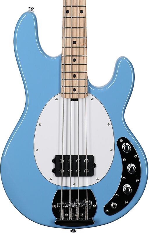 open zoom image for Sterling by Music Man StingRay Electric Bass, Chopper Blue, Hard Maple Fretboard, Body Straight Front