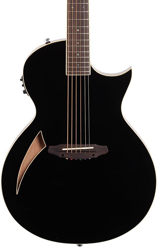 open zoom image for ESP LTD TL-6 Thinline 6 Acoustic-Electric Guitar, Black, Open Box (Very Good), Body Straight Front