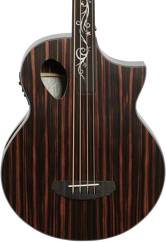 open zoom image for Michael Kelly Dragonfly 4 Port Acoustic-Electric Bass Guitar, Ovangkol Fretless Fingerboard, Java, Body Straight Front