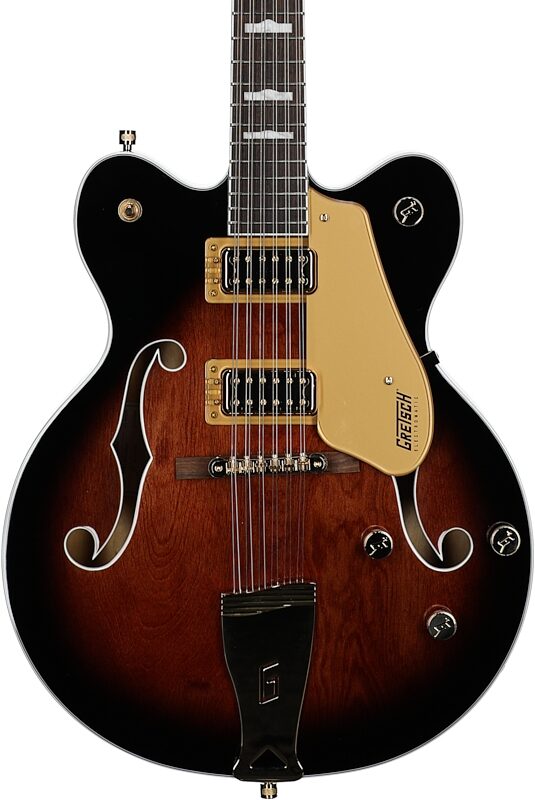 open zoom image for Gretsch G5422G-12 Electromatic Hollowbody Electric Guitar, 12-String, Barrel Burst, Body Straight Front