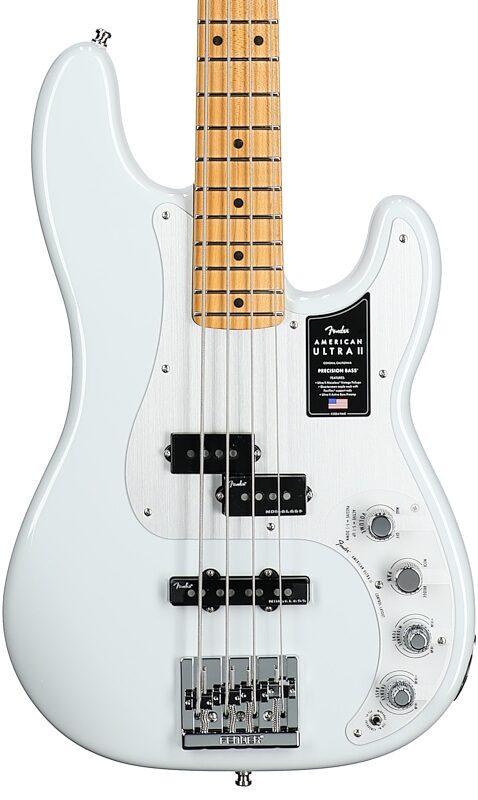 open zoom image for Fender American Ultra II Precision Electric Bass, Maple Fingerboard, Avalanche, Body Straight Front