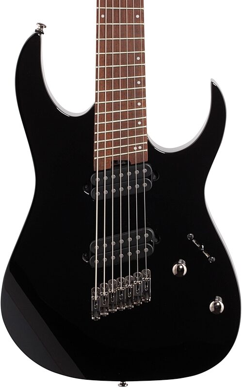 open zoom image for Ibanez RGMS7 Multi-Scale Electric Guitar, 7-String, Black, Body Straight Front