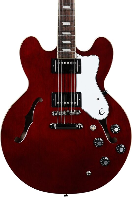 open zoom image for Epiphone Noel Gallagher Riviera Electric Guitar (with Case), Dark Wine Red, Body Straight Front