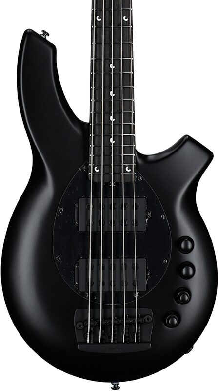 open zoom image for Ernie Ball Music Man Bongo 5HH Electric Bass, 5-String (with Case), Stealth Black, Ebony Fretboard, Body Straight Front