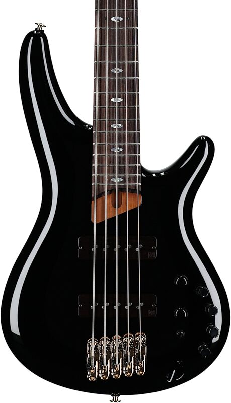 open zoom image for Ibanez SR3505 Prestige Electric Bass, 5-String (with Case), Black, Body Straight Front