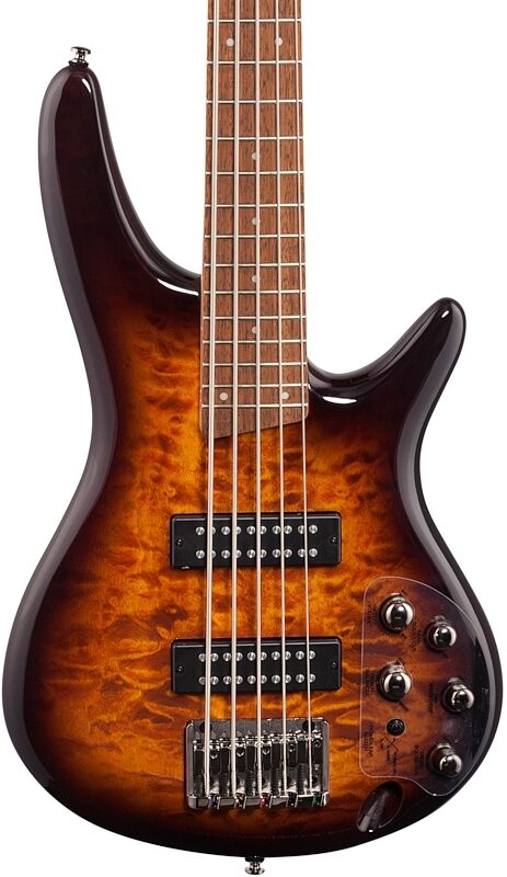 open zoom image for Ibanez SR405EQM Electric Bass, 5-String, Dragon Eye Burst, Body Straight Front