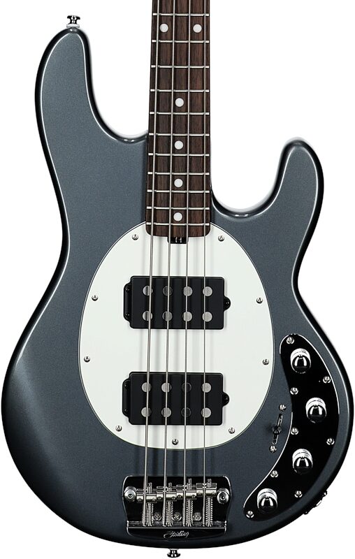 open zoom image for Sterling by Music Man StingRay Ray34HH Electric Bass, Charcoal Frost, Rosewood Fretboard, Body Straight Front