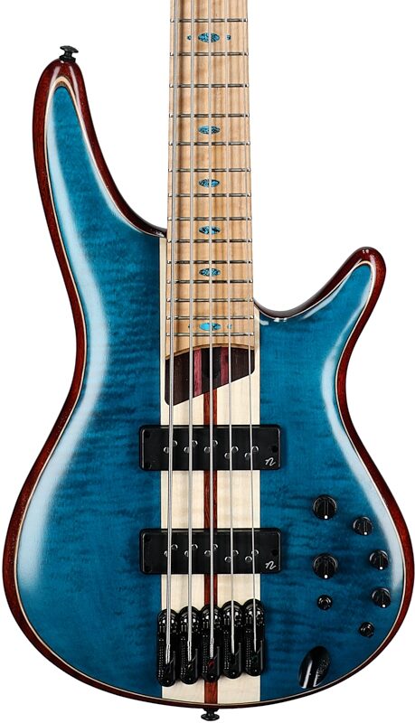 open zoom image for Ibanez SR1425 Premium Electric Bass, 5-String (with Gig Bag), Caribbean Green, Open Box (Good), Body Straight Front