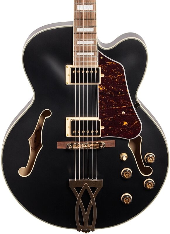 open zoom image for Ibanez AF75G Artcore Hollowbody Electric Guitar, Black Flat, Body Straight Front