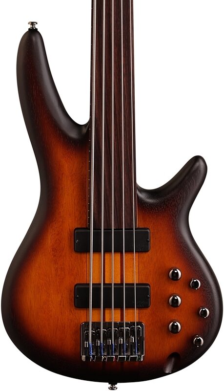 open zoom image for Ibanez SRF705 Portamento Fretless Electric Bass, 5-String, Brown Sunburst, Body Straight Front