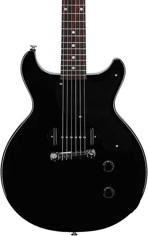 open zoom image for Gibson Les Paul Junior Double Cut Electric Guitar (with Case), Ebony, Body Straight Front