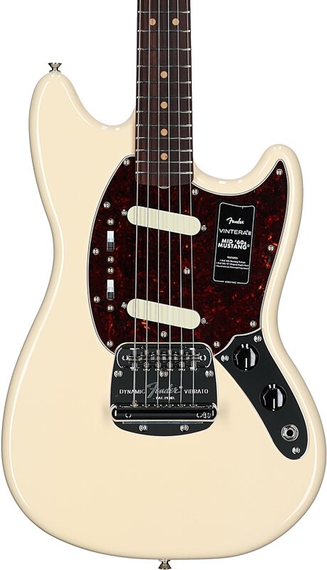 open zoom image for Fender Vintera III Mid 60s Mustang Electric Guitar (with Gig Bag), Olympic White, Rosewood Fretboard, Open Box (Very Good), Body Straight Front