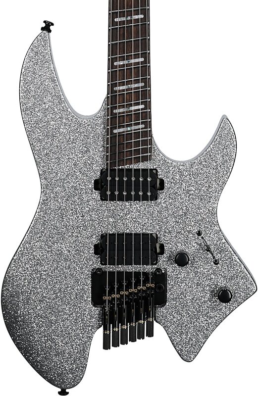open zoom image for Sire Larry Carlton X6 Headless Electric Guitar (with Gig Bag), Silver Sparkle, Body Straight Front