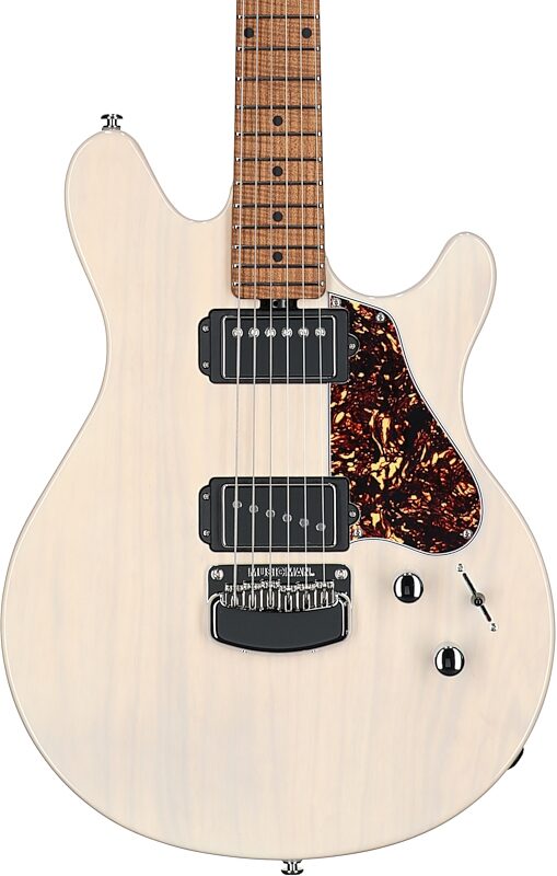 open zoom image for Ernie Ball Music Man Valentine Electric Guitar, Buttermilk, Roasted Figured Maple Fretboard, Body Straight Front