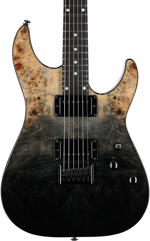 open zoom image for Schecter C-1 Standard Electric Guitar, Black Fade Burst Burl, Body Straight Front