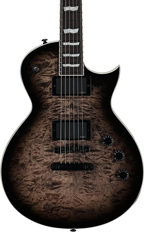 open zoom image for ESP LTD Eclipse EC-400QM Electric Guitar, See-Thru Black Sunburst, Body Straight Front