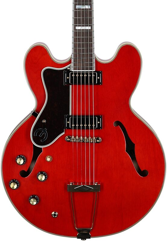 open zoom image for Epiphone Masterbilt Gem Archer Sheraton Electric Guitar, Left-Handed (with Case), Cherry, Body Straight Front