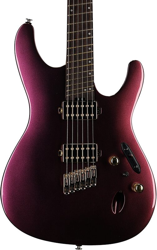 open zoom image for Ibanez SML721 Multi-scale Electric Guitar, Rose Gold Chameleon, Body Straight Front