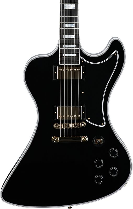 open zoom image for Gibson Custom Shop RD Custom Electric Guitar (with Case), Ebony, with Gold Hardware, Body Straight Front