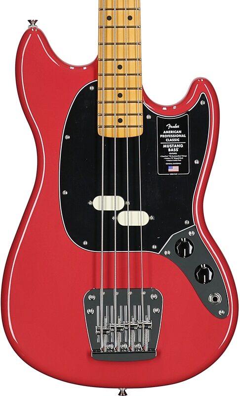 open zoom image for Fender American Professional Classic Mustang Electric Bass, Maple Fingerboard (with Gig Bag), Dakota Red, Body Straight Front