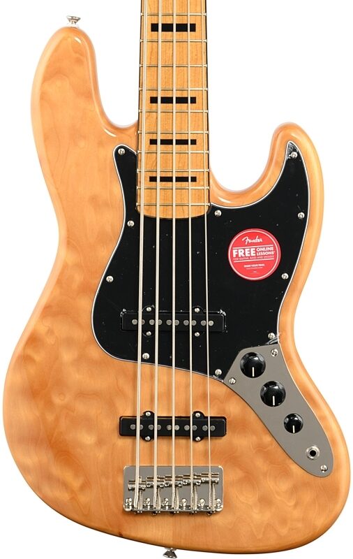 open zoom image for Squier Classic Vibe '70s Jazz V Electric Bass, 5-String, Maple Fingerboard, Natural, Open Box (Very Good), Body Straight Front