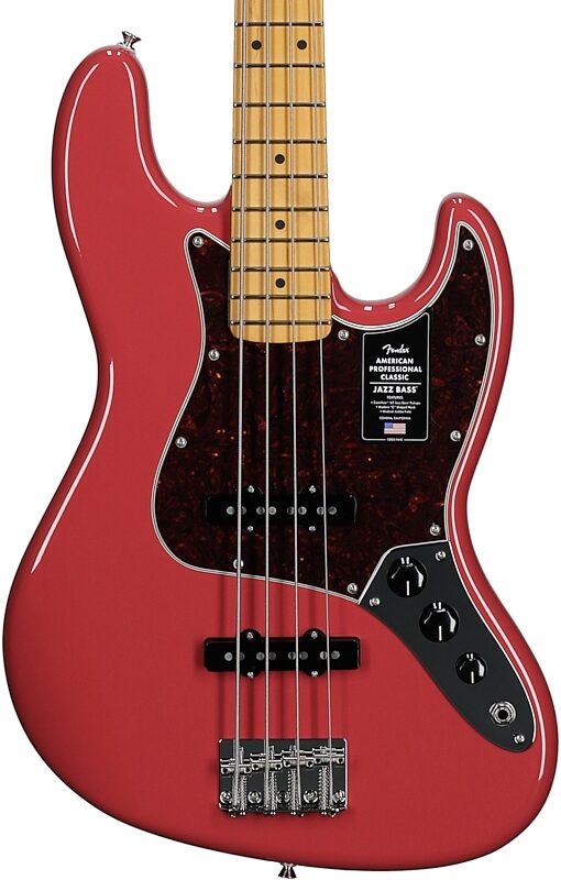 open zoom image for Fender American Professional Classic Jazz Electric Bass, Maple Fingerboard (with Gig Bag), Dakota Red, Body Straight Front