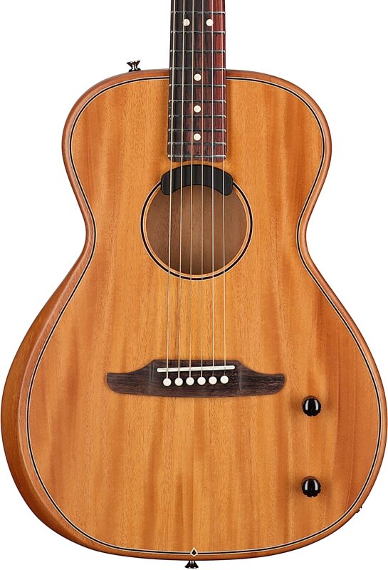 open zoom image for Fender Highway Parlor Thinline Acoustic-Electric Guitar (with Gig Bag), Natural, Solid Mahogany Top, Back, and Sides, Body Straight Front
