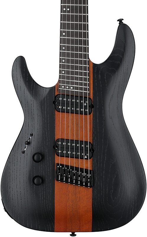 open zoom image for Schecter Rob Scallon C-7 Multi-Scale Electric Guitar, 7-String, Left-Handed, Satin Dark Roast, Body Straight Front