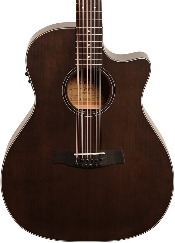 open zoom image for Schecter Orleans Studio Acoustic-Electric Guitar, 12-String, Satin See Thru Black, Body Straight Front