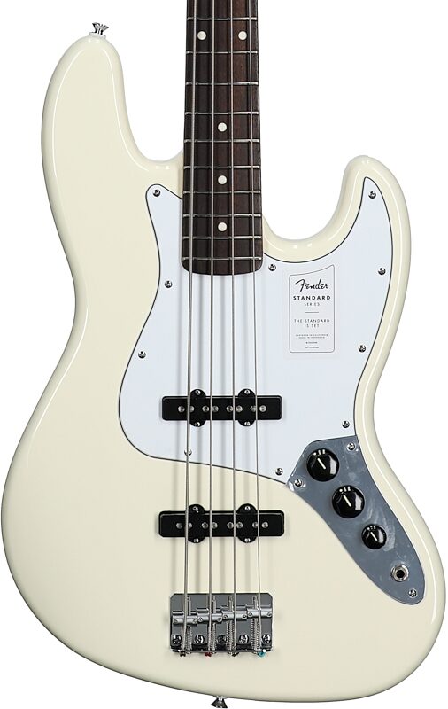 open zoom image for Fender Standard Jazz Bass Guitar, Laurel Fingerboard, Olympic White, Body Straight Front