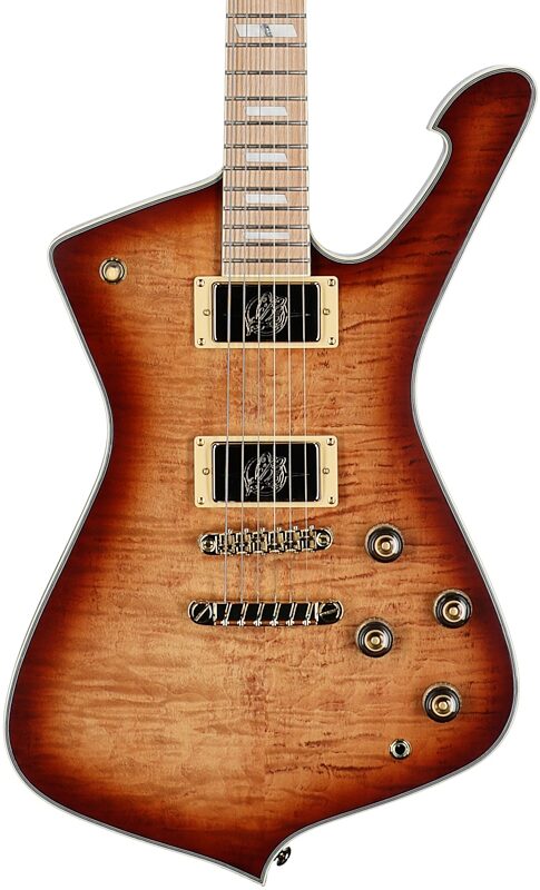 open zoom image for Ibanez IC420FM Iceman Electric Guitar (with Gig Bag), Caramel Burst, Open Box (Very Good), Body Straight Front