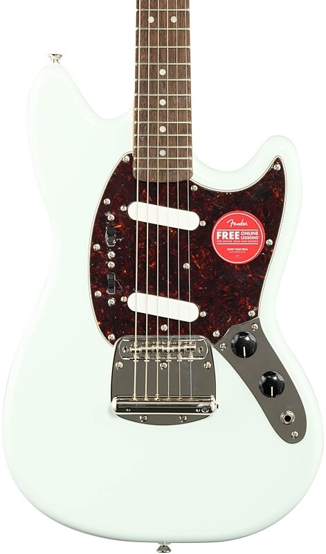 open zoom image for Squier Classic Vibe '60s Mustang Electric Guitar, Sonic Blue, Body Straight Front