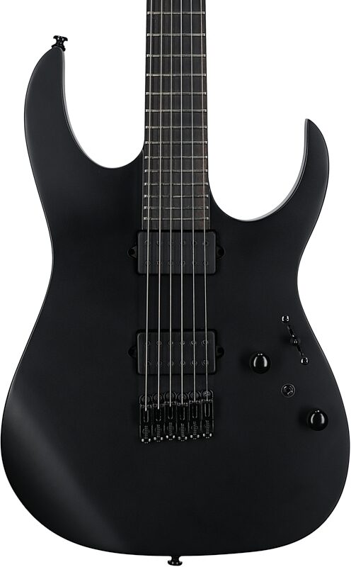 open zoom image for Ibanez RGRTB621 Iron Label Electric Guitar, Black Flat, Body Straight Front