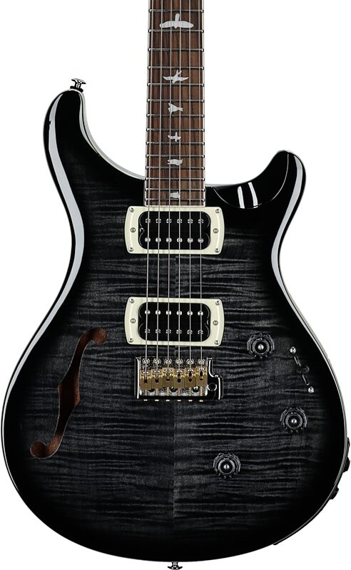 open zoom image for PRS Paul Reed Smith SE Custom 24 Semi-Hollowbody Piezo Electric Guitar (with Gig Bag), Charcoal Burst, Open Box (Very Good), Body Straight Front