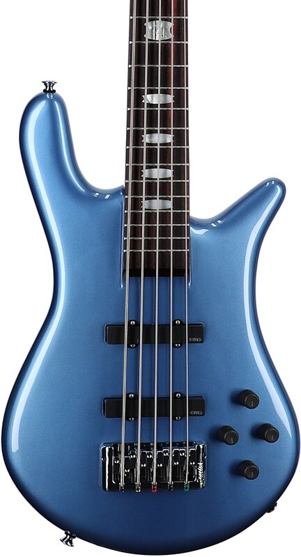open zoom image for Spector Euro 5 Classic Electric Bass, 5-String (with Gig Bag), Metallic Blue Gloss, Body Straight Front