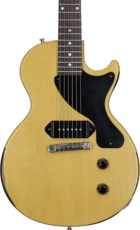 open zoom image for Gibson Custom 1957 Les Paul Junior Murphy Lab Heavy Aged Electric Guitar (with Case), TV Yellow, Body Straight Front