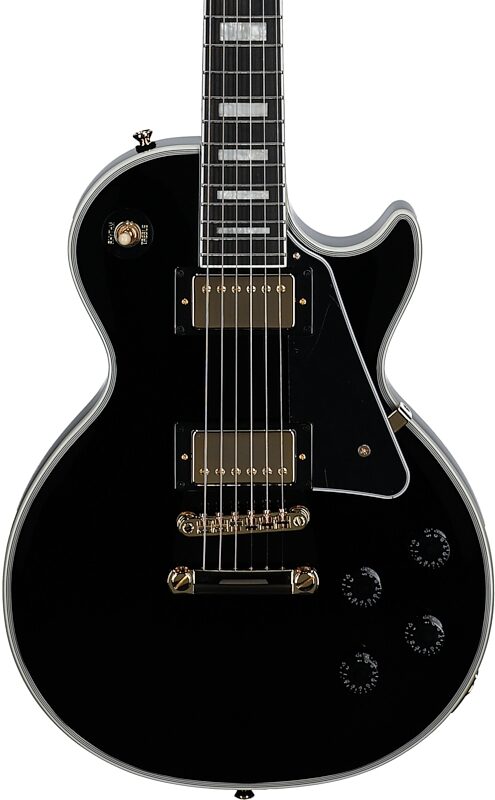 open zoom image for Epiphone Inspired by Gibson Les Paul Custom Electric Guitar, (with Gig Bag), Ebony, Body Straight Front