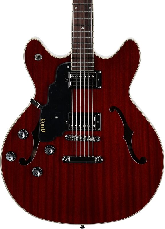 open zoom image for Guild Starfire I DC Semi-Hollowbody Electric Guitar, Left-Handed, Cherry Red, Body Straight Front