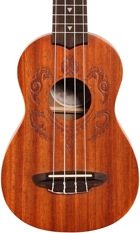 open zoom image for Luna Honu Soprano Ukulele (with Gig Bag), Tribal Turtle, Body Straight Front