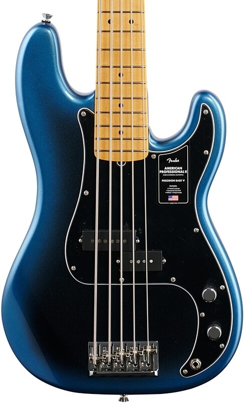 open zoom image for Fender American Pro II Precision Bass V Bass Guitar (with Case), Dark Night, Body Straight Front