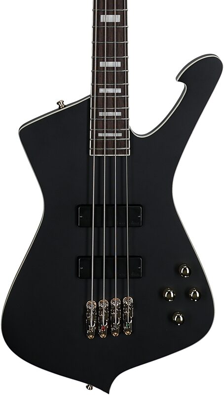 open zoom image for Ibanez ICB620 Iceman Electric Bass (with Gig Bag), Black Flat, Body Straight Front