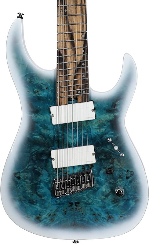 open zoom image for Legator N7FOD Ninja 7 Overdrive Multi-Scale Electric Guitar, 7-String, Arctic Blue, Body Straight Front