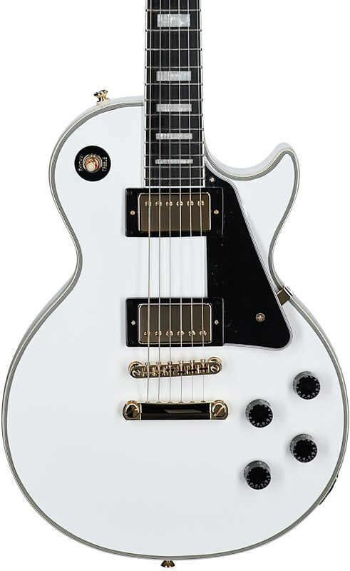 open zoom image for Epiphone Inspired by Gibson Les Paul Custom Electric Guitar, (with Gig Bag), Alpine White, Body Straight Front