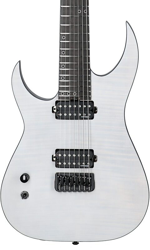open zoom image for Schecter KM-7 MK-III Keith Merrow Electric Guitar, Left-Handed, Tri-White Satin, Body Straight Front