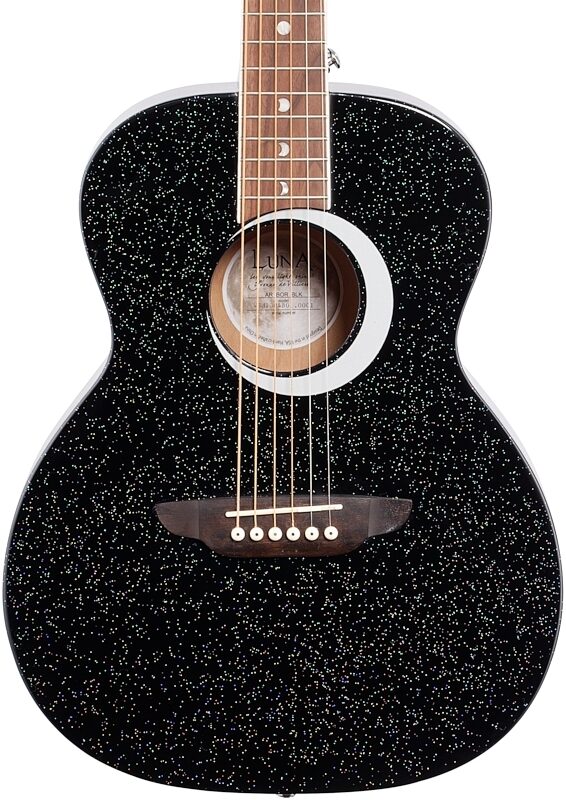 open zoom image for Luna Aurora Borealis 3/4-Size Acoustic Guitar, Black, Body Straight Front